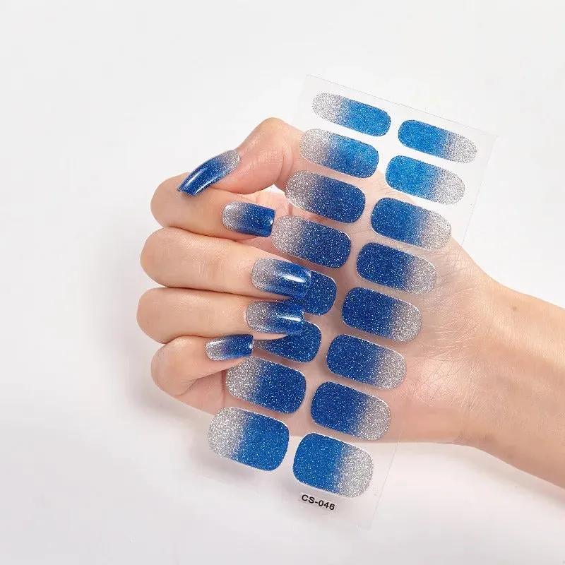 16pcs Gradient Full Cover Glitter Nail Art Sticker
