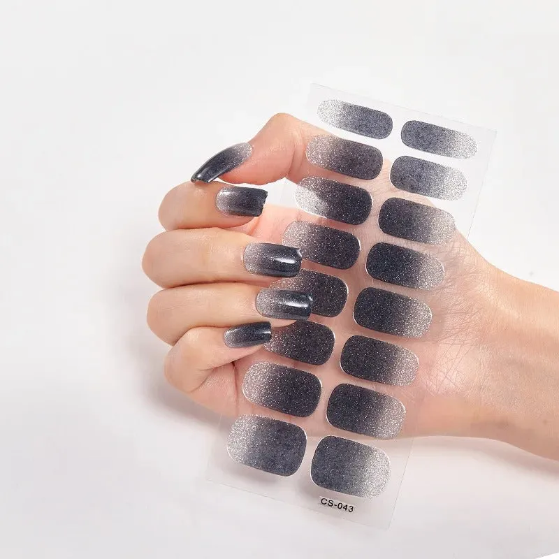 16pcs Gradient Full Cover Glitter Nail Art Sticker