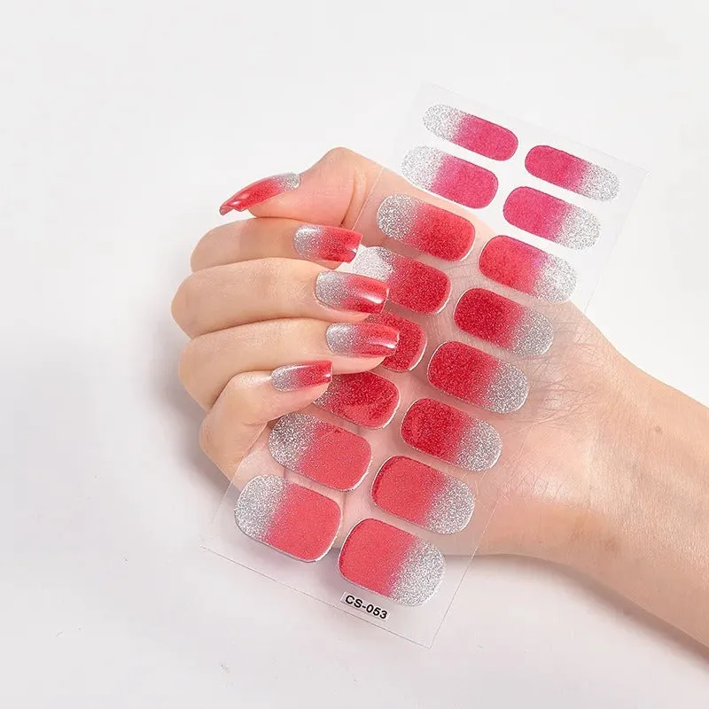 16pcs Gradient Full Cover Glitter Nail Art Sticker