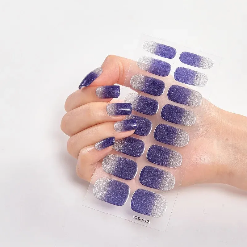 16pcs Gradient Full Cover Glitter Nail Art Sticker