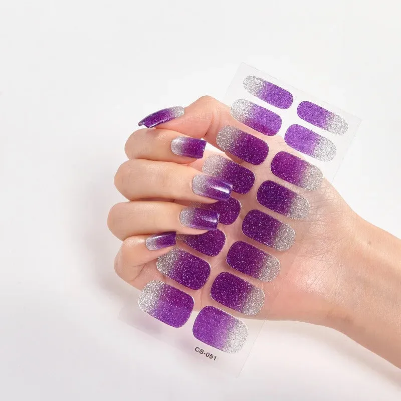 16pcs Gradient Full Cover Glitter Nail Art Sticker