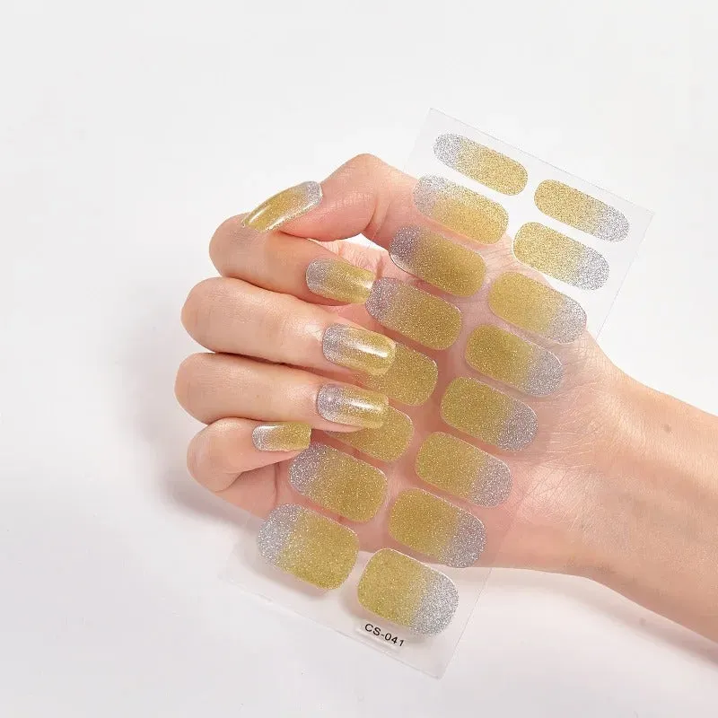 16pcs Gradient Full Cover Glitter Nail Art Sticker