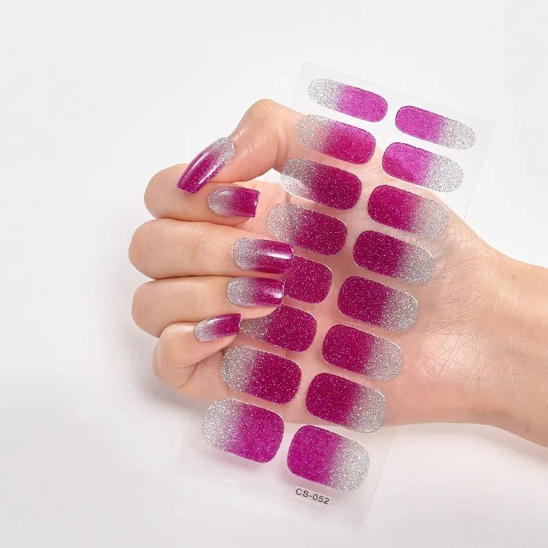 16pcs Gradient Full Cover Glitter Nail Art Sticker