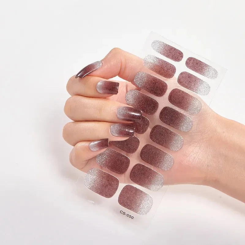 16pcs Gradient Full Cover Glitter Nail Art Sticker