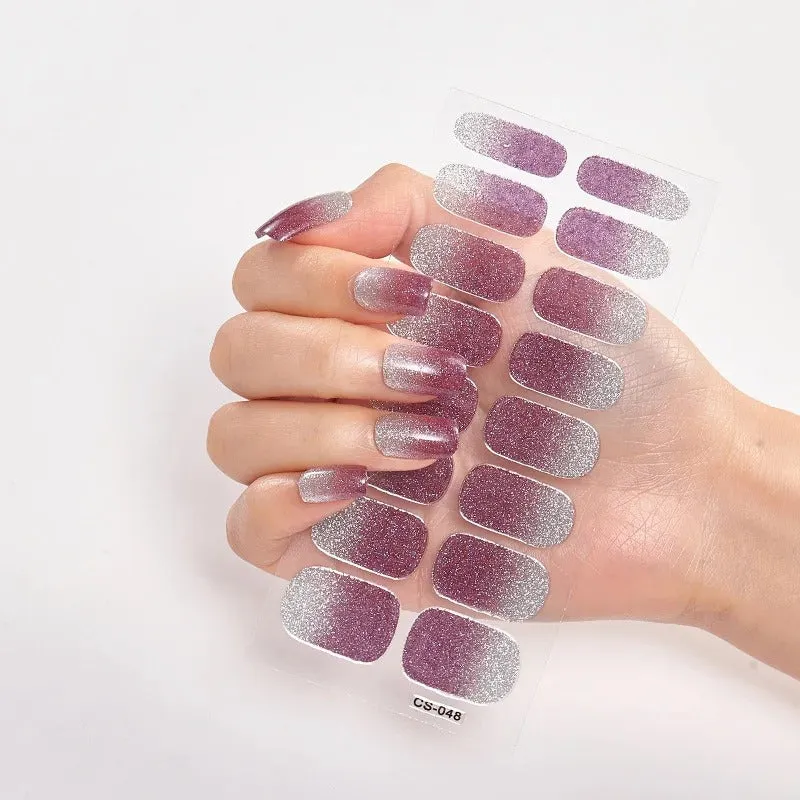 16pcs Gradient Full Cover Glitter Nail Art Sticker