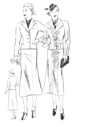 1937 Vintage Butterick 7239 Womens Skirt Suit Sewing Pattern