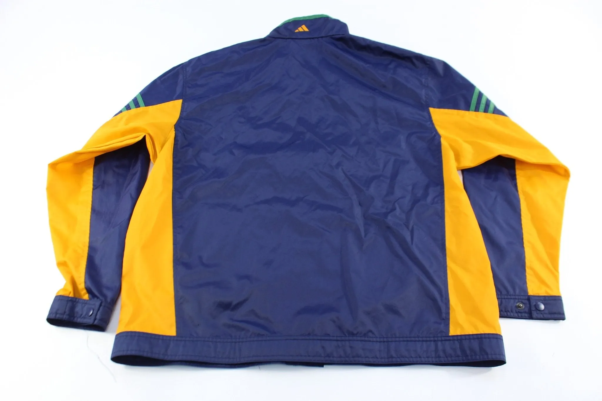 90's Adidas Embroidered Logo Navy Blue, Orange, Green Zip Up Jacket