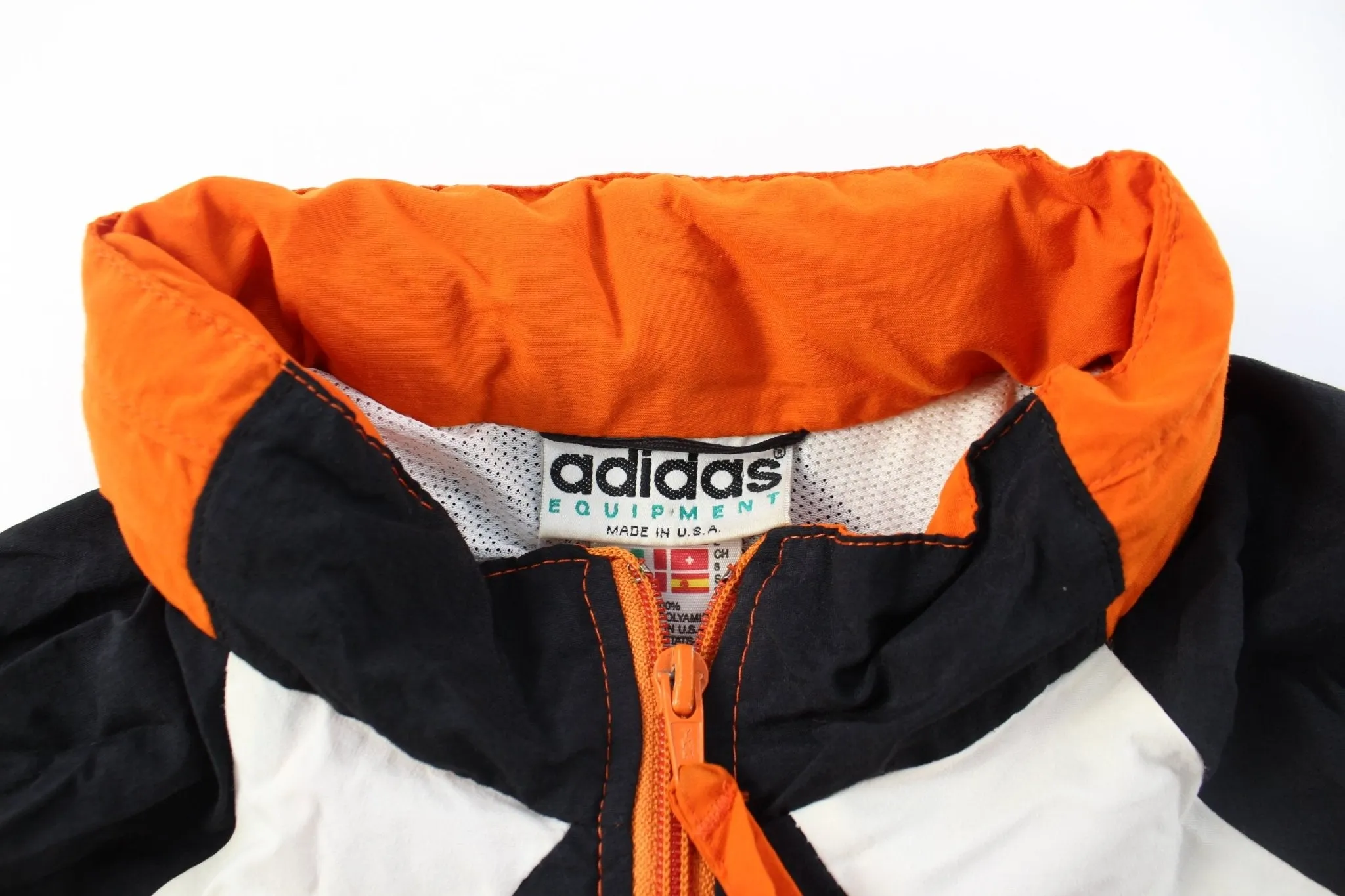 Adidas Equipment Logo Patch Orange, Black, & White Zip Up Jacket