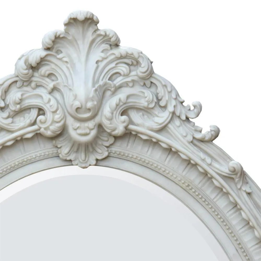 Antique French Style Marbeline Rococo Oval Bevelled Wall Mirror