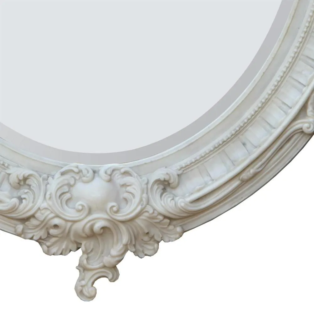Antique French Style Marbeline Rococo Oval Bevelled Wall Mirror