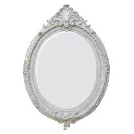 Antique French Style Marbeline Rococo Oval Bevelled Wall Mirror