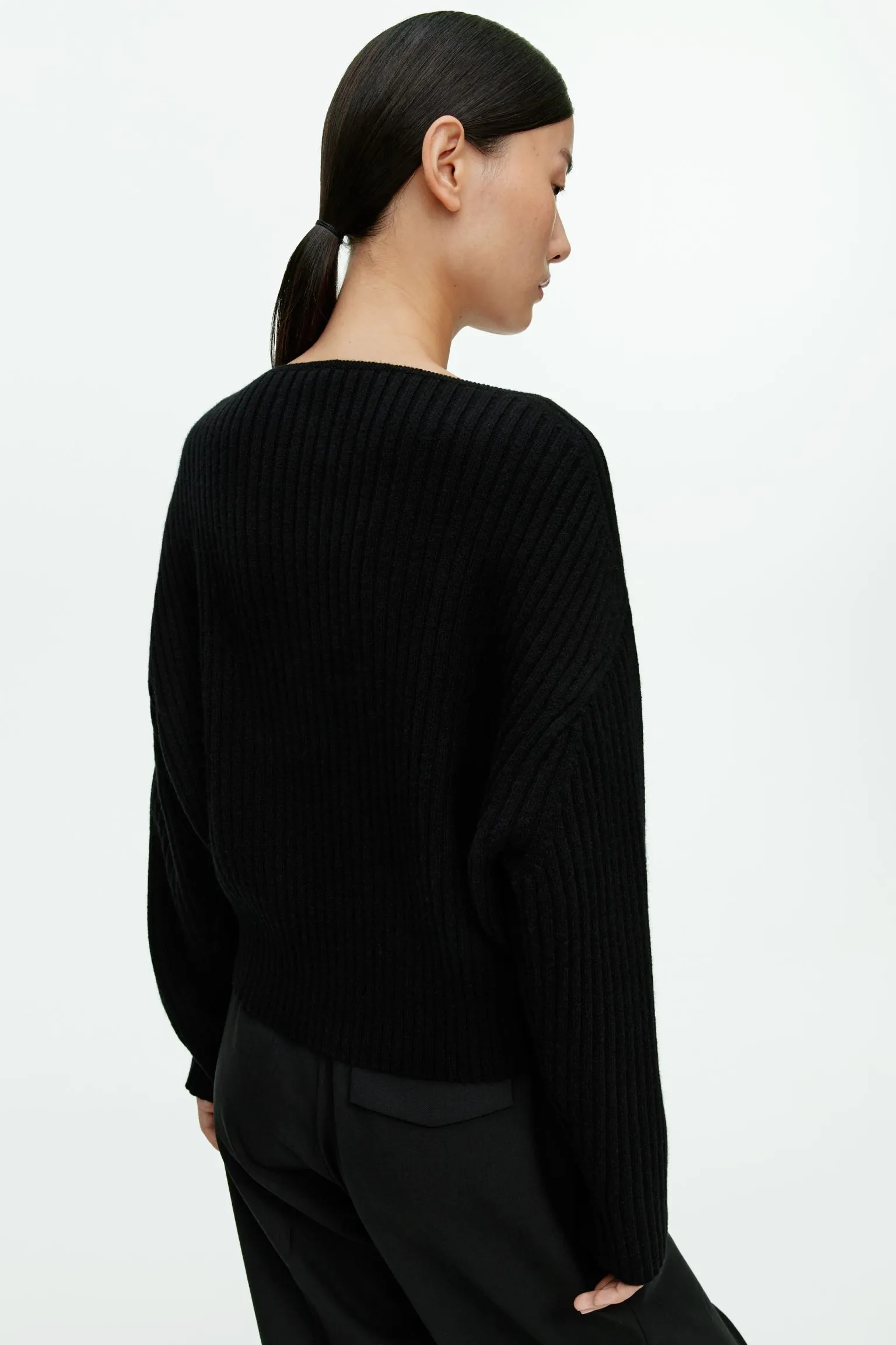 Arket Ribbed Wool Sweater, black