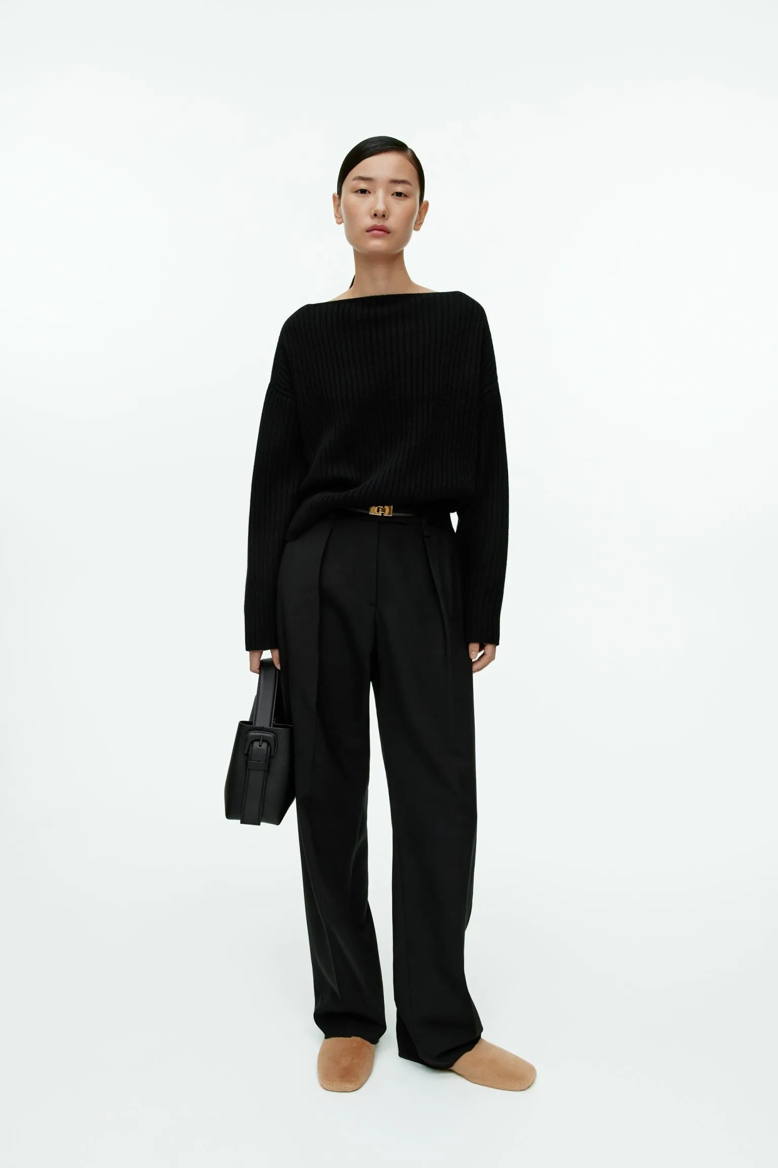 Arket Ribbed Wool Sweater, black