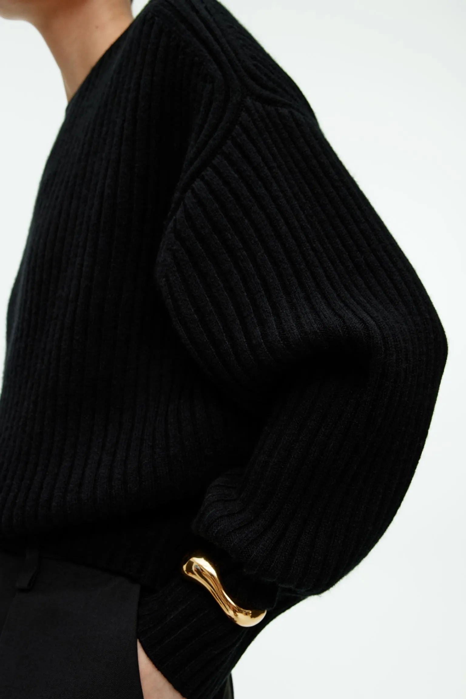 Arket Ribbed Wool Sweater, black