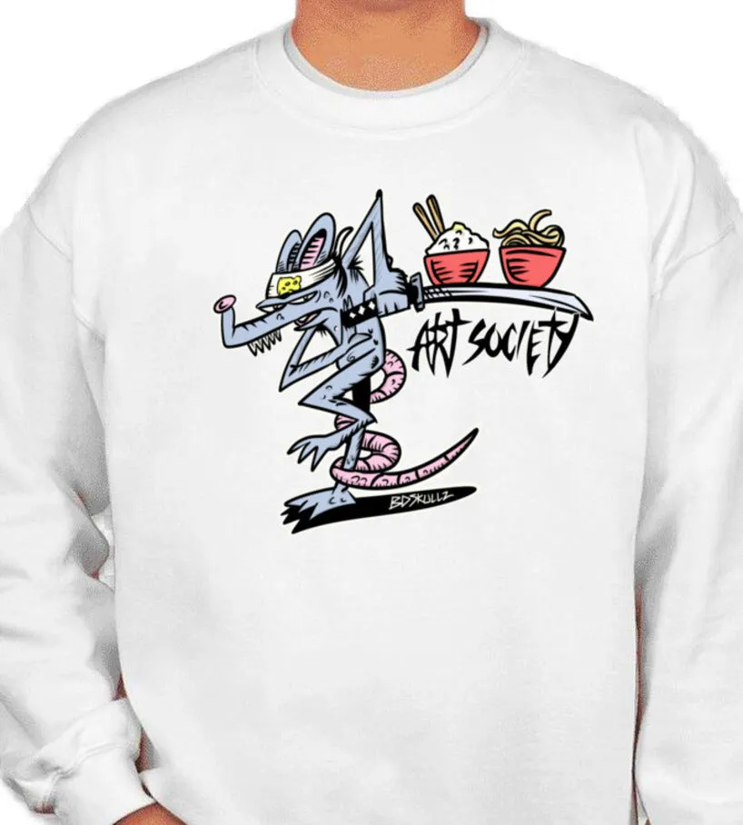 Art Society KUNG FU RAT CREW SWEATER WHITE