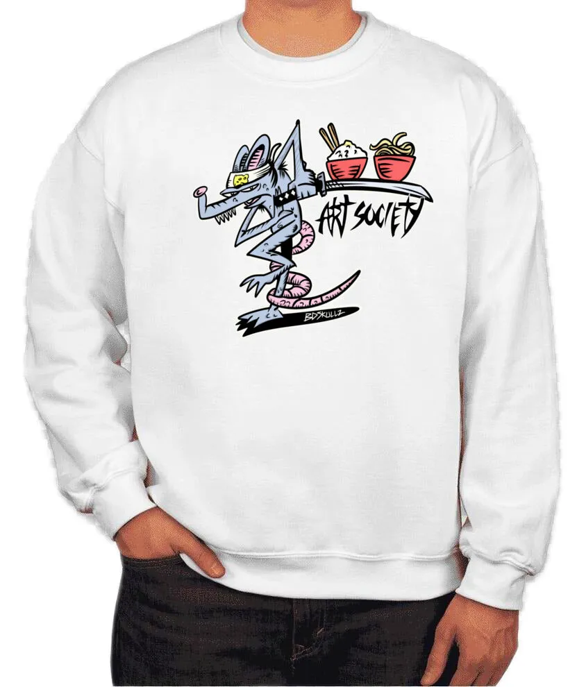 Art Society KUNG FU RAT CREW SWEATER WHITE
