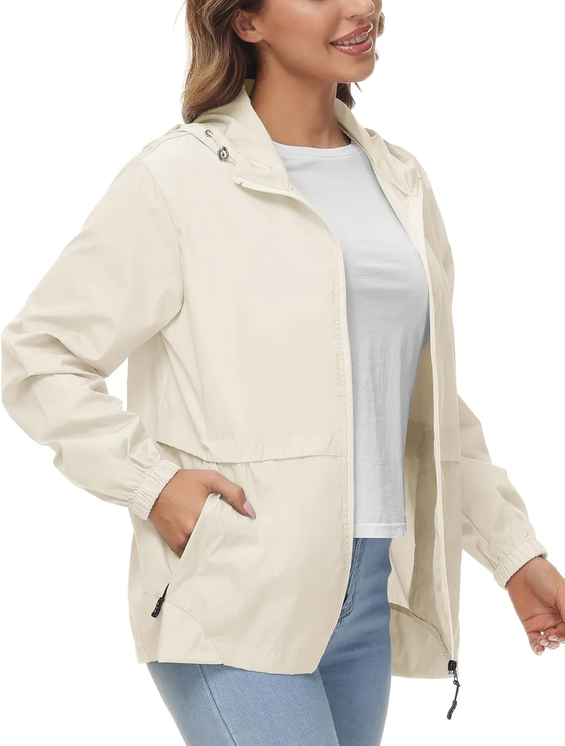 Avoogue Womens Waterproof Rain Jacket Lightweight Raincoat Packable Hooded Outdoor Windbreaker