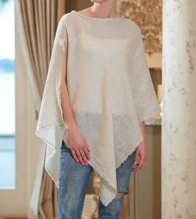 Best Selling European Laurel Linen Poncho with Fringe