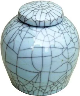 Celadon Crackle Lidded Round Ming Jar