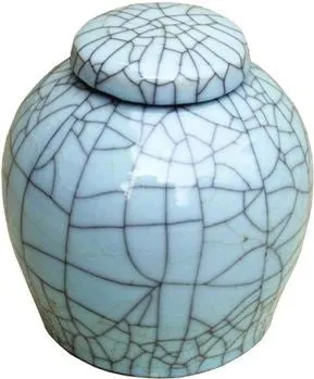 Celadon Crackle Lidded Round Ming Jar