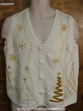 Cheap 2sided Golden Trees Christmas Sweater Vest