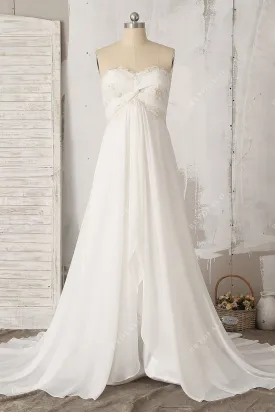 Chic Empire Strapless A-line Chiffon Maternity Beach Wedding Dress