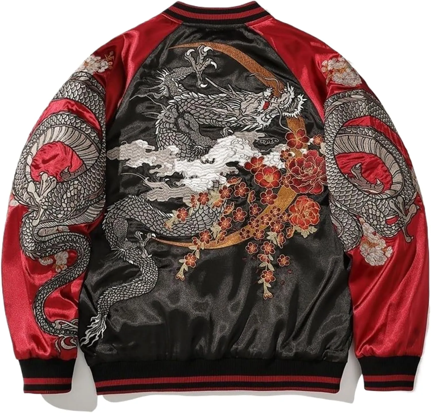 Chinese Style Embroidered Bomber Jacket,Casual Motorcycle Coat