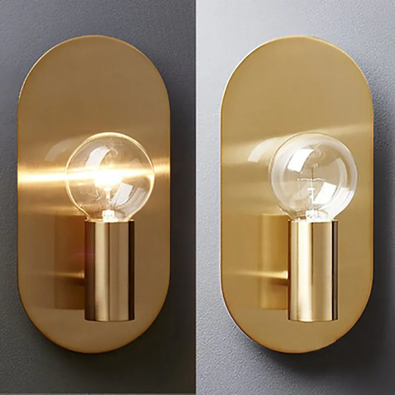 Contemporary Nordic Brass Oval Ball 1-Light Wall Sconce Lamp For Bedroom