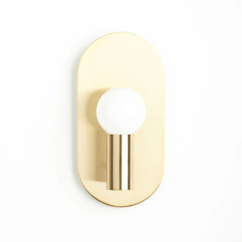 Contemporary Nordic Brass Oval Ball 1-Light Wall Sconce Lamp For Bedroom