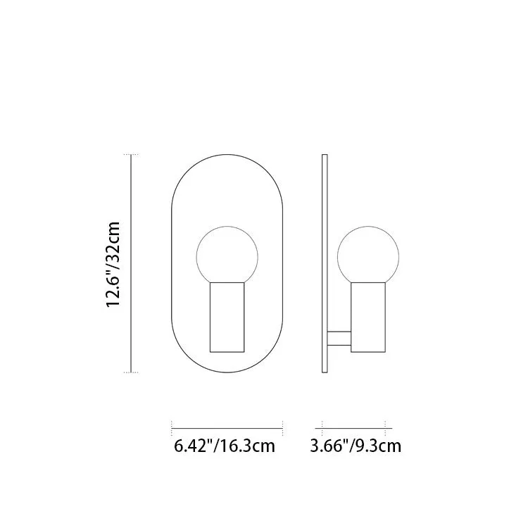 Contemporary Nordic Brass Oval Ball 1-Light Wall Sconce Lamp For Bedroom