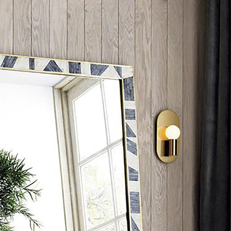 Contemporary Nordic Brass Oval Ball 1-Light Wall Sconce Lamp For Bedroom
