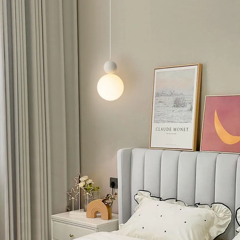Contemporary Nordic Glass Globe Ball Iron 1-Light Pendant Light For Bedroom