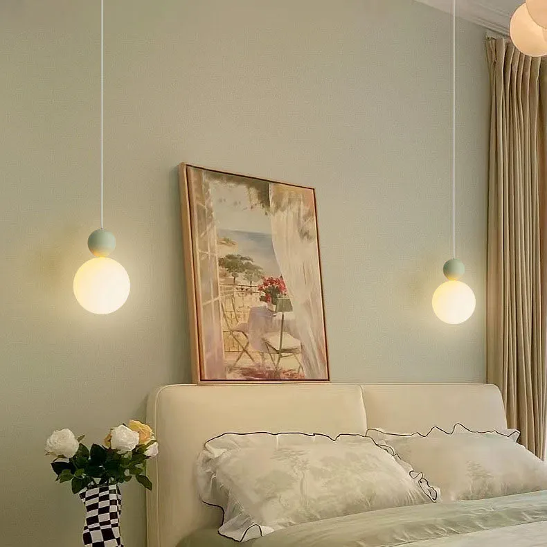 Contemporary Nordic Glass Globe Ball Iron 1-Light Pendant Light For Bedroom