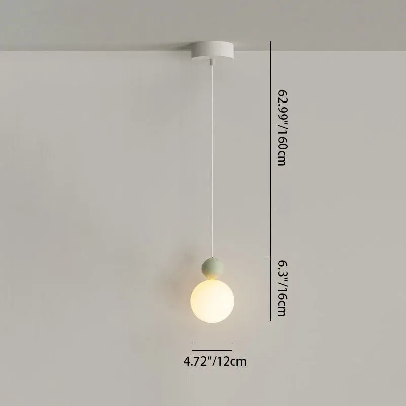 Contemporary Nordic Glass Globe Ball Iron 1-Light Pendant Light For Bedroom
