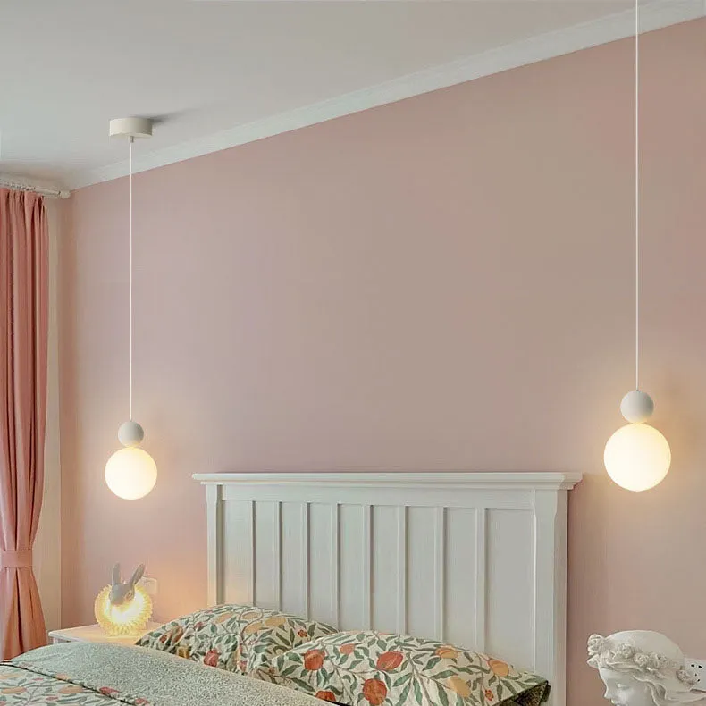 Contemporary Nordic Glass Globe Ball Iron 1-Light Pendant Light For Bedroom