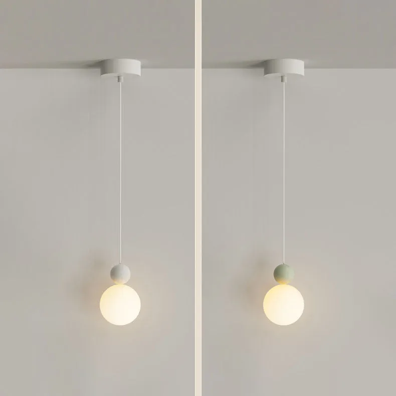 Contemporary Nordic Glass Globe Ball Iron 1-Light Pendant Light For Bedroom