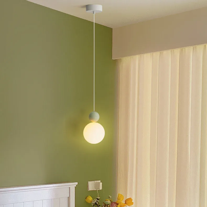 Contemporary Nordic Glass Globe Ball Iron 1-Light Pendant Light For Bedroom