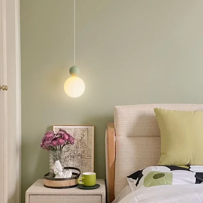 Contemporary Nordic Glass Globe Ball Iron 1-Light Pendant Light For Bedroom