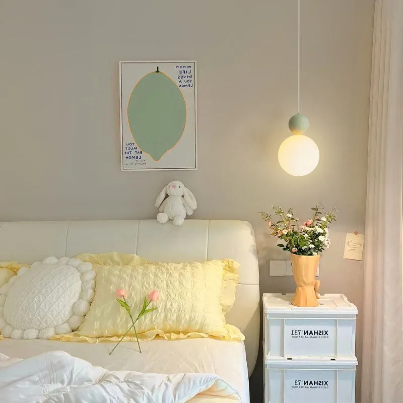 Contemporary Nordic Glass Globe Ball Iron 1-Light Pendant Light For Bedroom