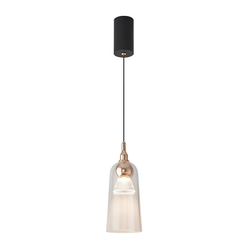 Contemporary Nordic Gradient Acrylic Cup Shade Aluminum LED Pendant Light For Dining Room
