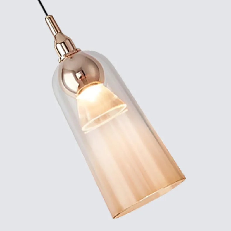 Contemporary Nordic Gradient Acrylic Cup Shade Aluminum LED Pendant Light For Dining Room