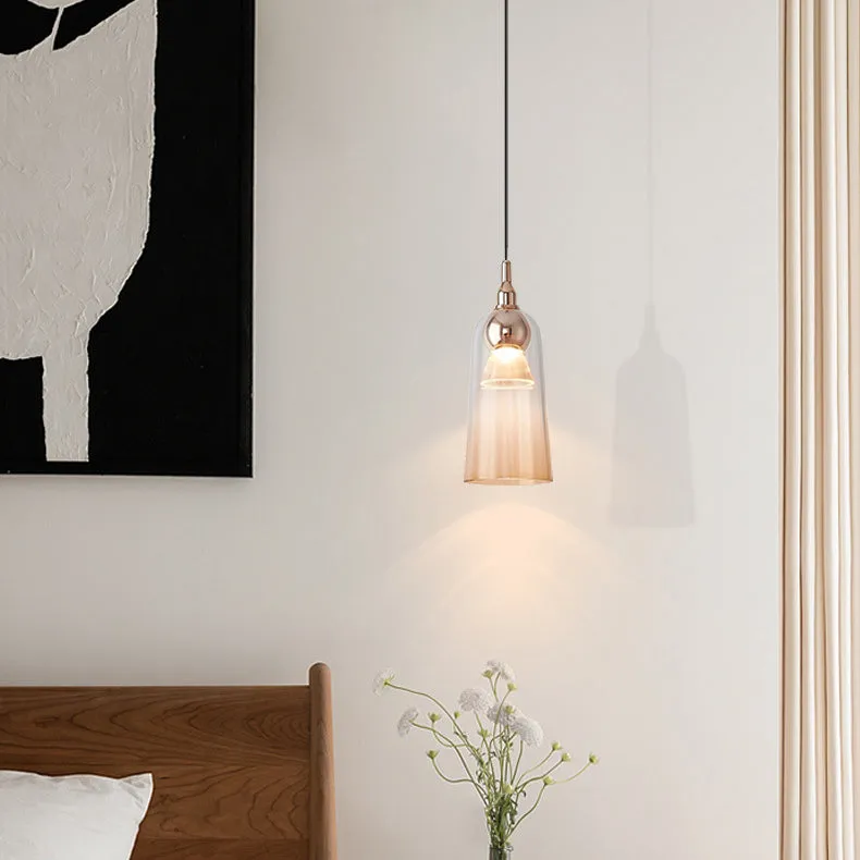 Contemporary Nordic Gradient Acrylic Cup Shade Aluminum LED Pendant Light For Dining Room