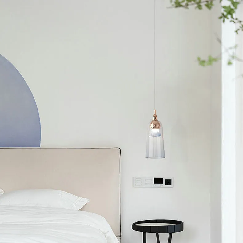 Contemporary Nordic Gradient Acrylic Cup Shade Aluminum LED Pendant Light For Dining Room