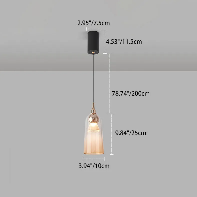 Contemporary Nordic Gradient Acrylic Cup Shade Aluminum LED Pendant Light For Dining Room