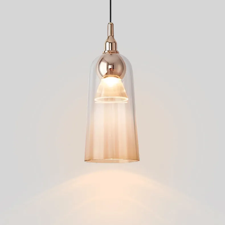 Contemporary Nordic Gradient Acrylic Cup Shade Aluminum LED Pendant Light For Dining Room