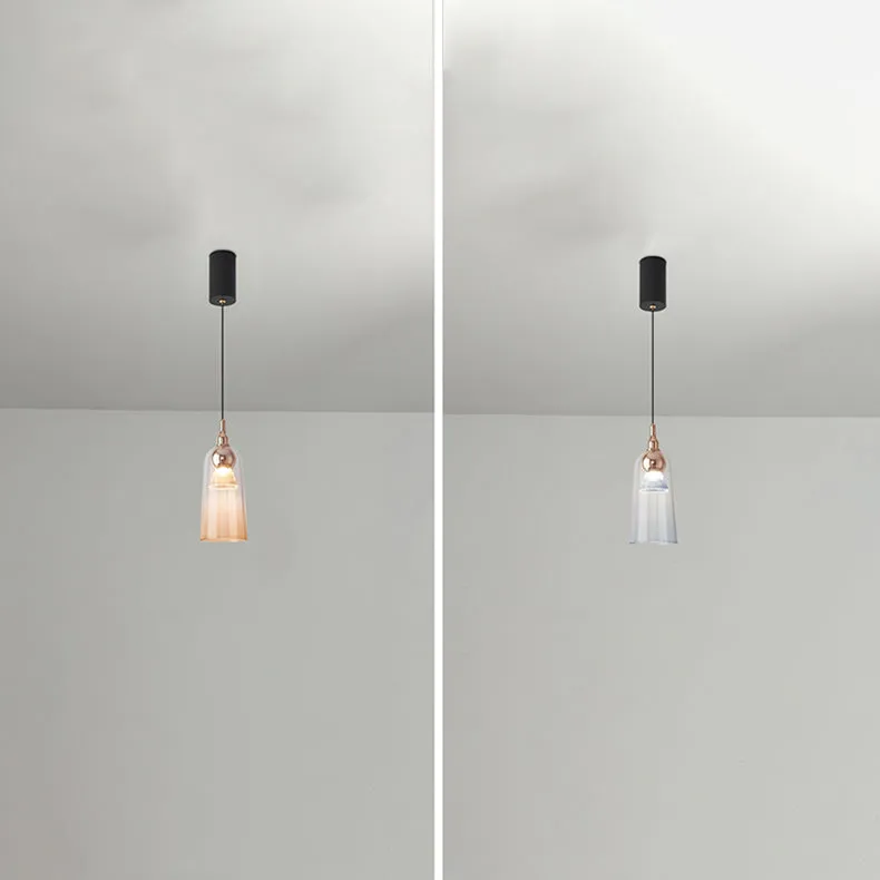 Contemporary Nordic Gradient Acrylic Cup Shade Aluminum LED Pendant Light For Dining Room