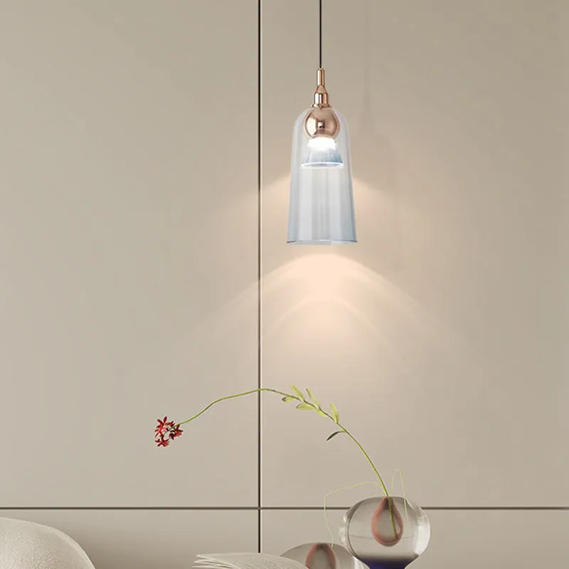 Contemporary Nordic Gradient Acrylic Cup Shade Aluminum LED Pendant Light For Dining Room