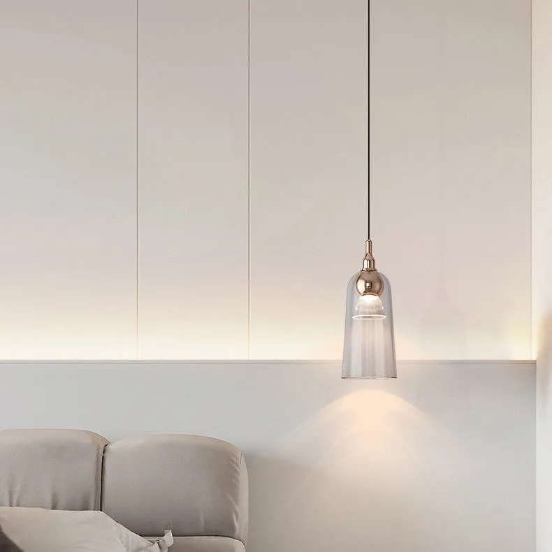 Contemporary Nordic Gradient Acrylic Cup Shade Aluminum LED Pendant Light For Dining Room