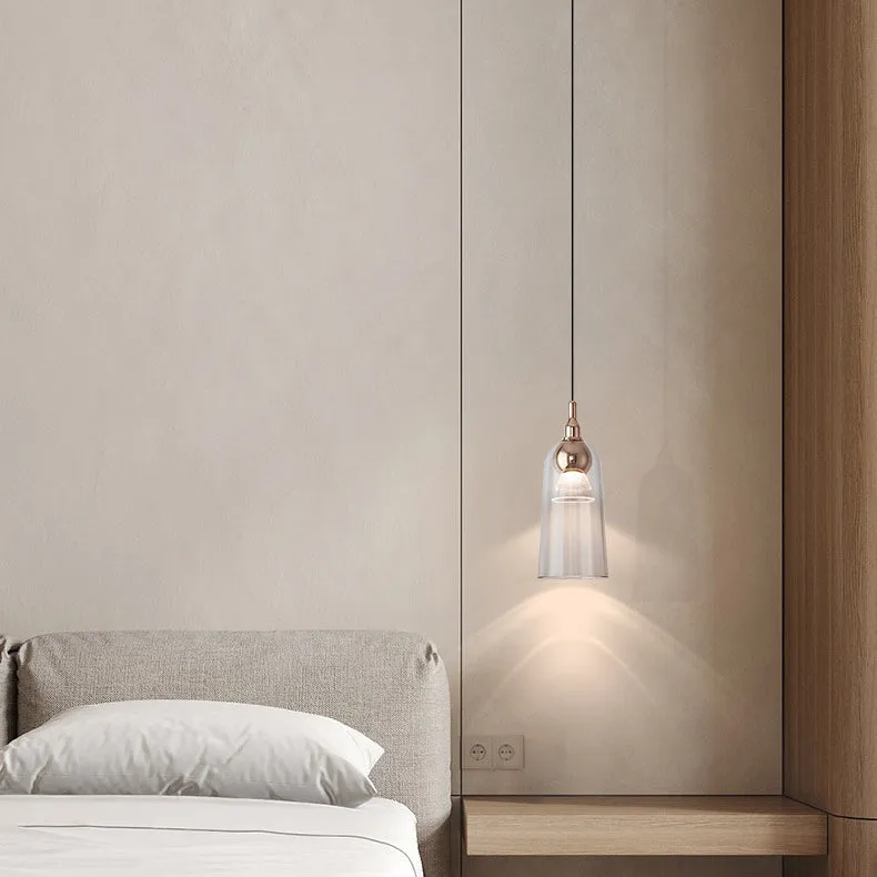 Contemporary Nordic Gradient Acrylic Cup Shade Aluminum LED Pendant Light For Dining Room