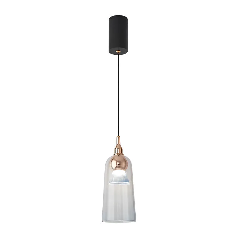 Contemporary Nordic Gradient Acrylic Cup Shade Aluminum LED Pendant Light For Dining Room
